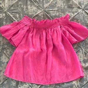 Lilly Pulitzer Pink Off-Shoulder Linen Blouse